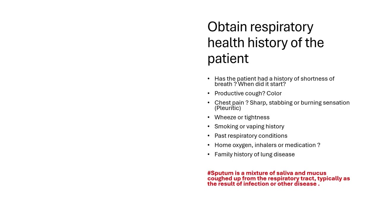 Focused respiratory health history assessment