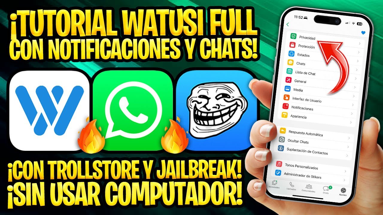 WHATSAPP WATUSI GRATIS EN TODO iPHONE CON TROLLSTORE ✅ TUTORIAL CON NOTIFICACIONES Y CHATS