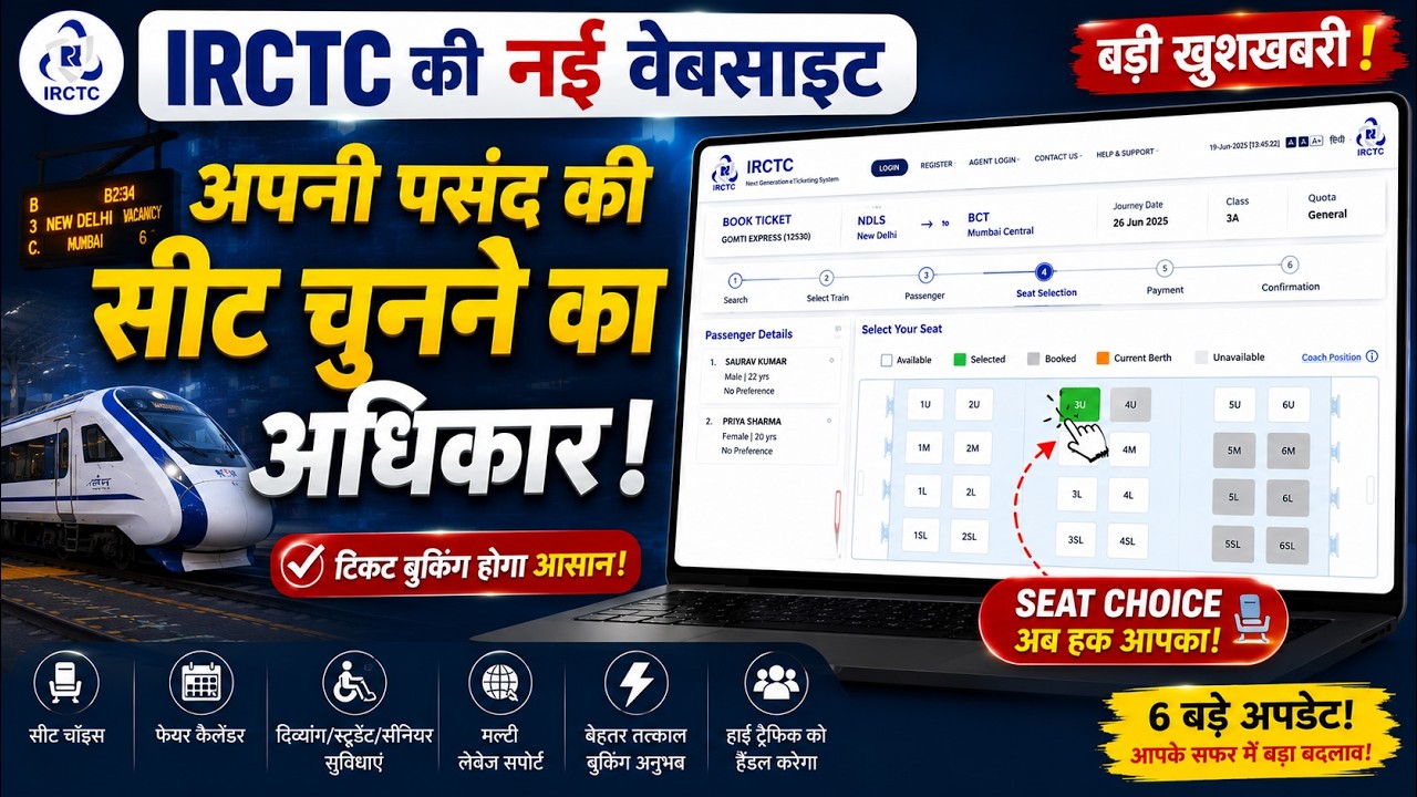 Passengers Can Finally Choose Their Own Seat 🚆 IRCTC&rsquo;s Biggest Upgrade Yet!