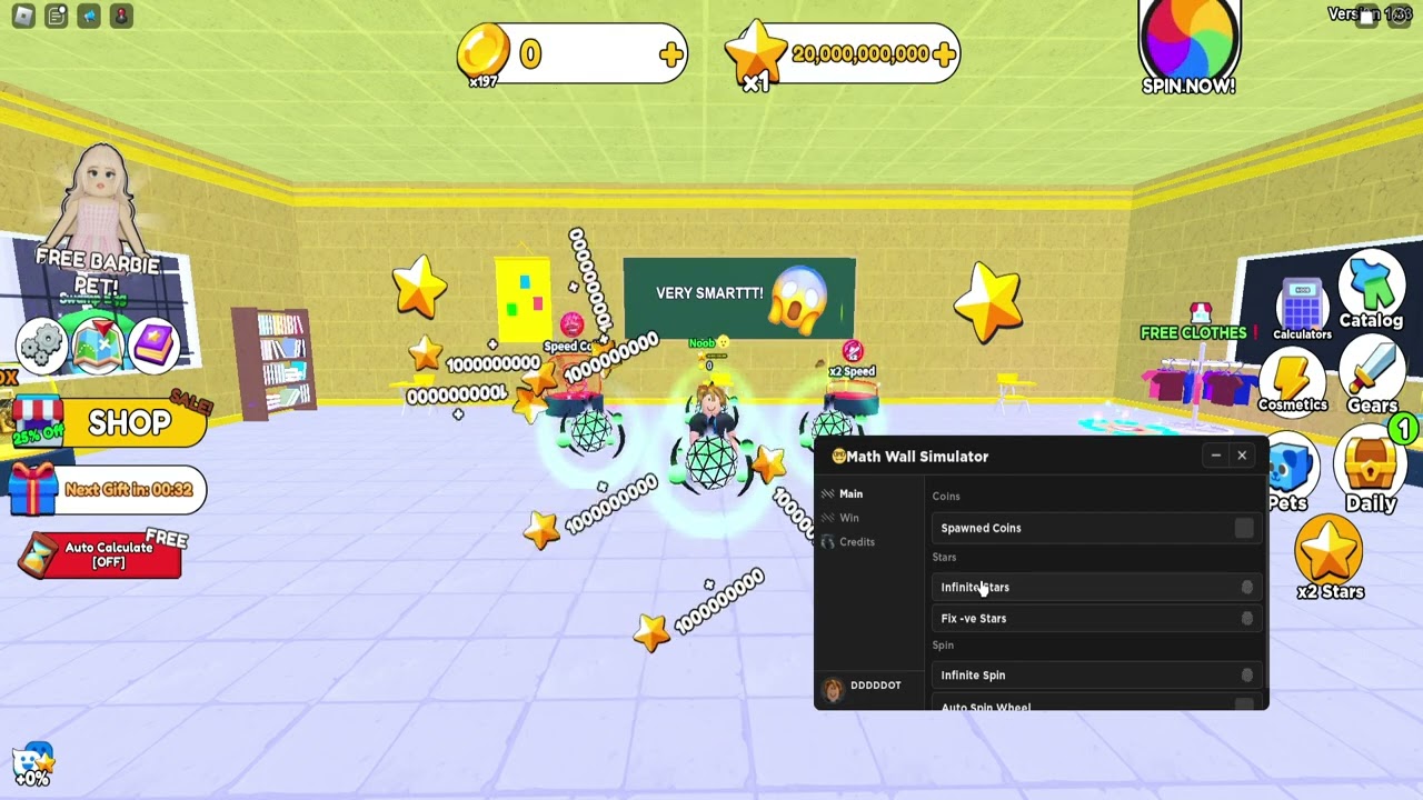 Math Wall Simulator Script | Auto Win | INF Stars | INF Spins