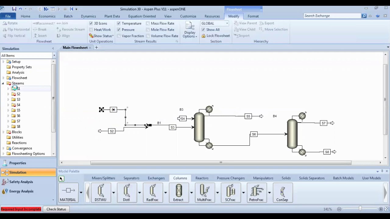 Solvents  Recovery in Distillation Column Using Aspen Plus V11 استرجاع المذيب  باستخدام  اسبن ابلص