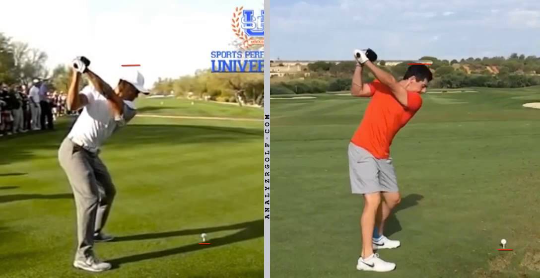 Woods vs McIlroy head drop from top of backswing (A4)