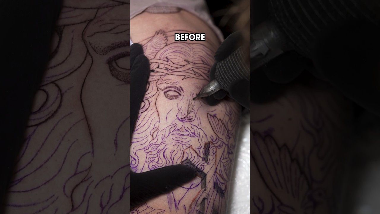 Jesus Christ Tattoo - Before & After | #tattooartist #jesuschrist #viral