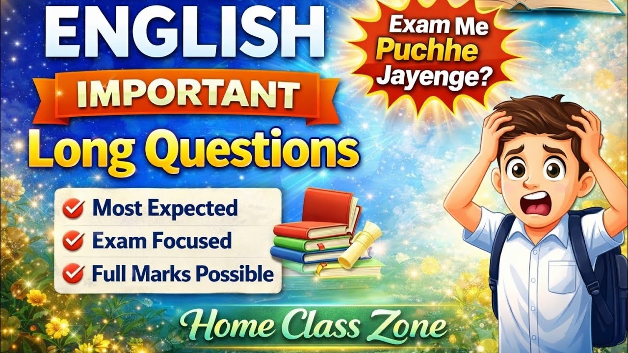 Class 12 English Important Long Questions 🔥 | These Questions Will Come in Exam! | Home Class Zone |