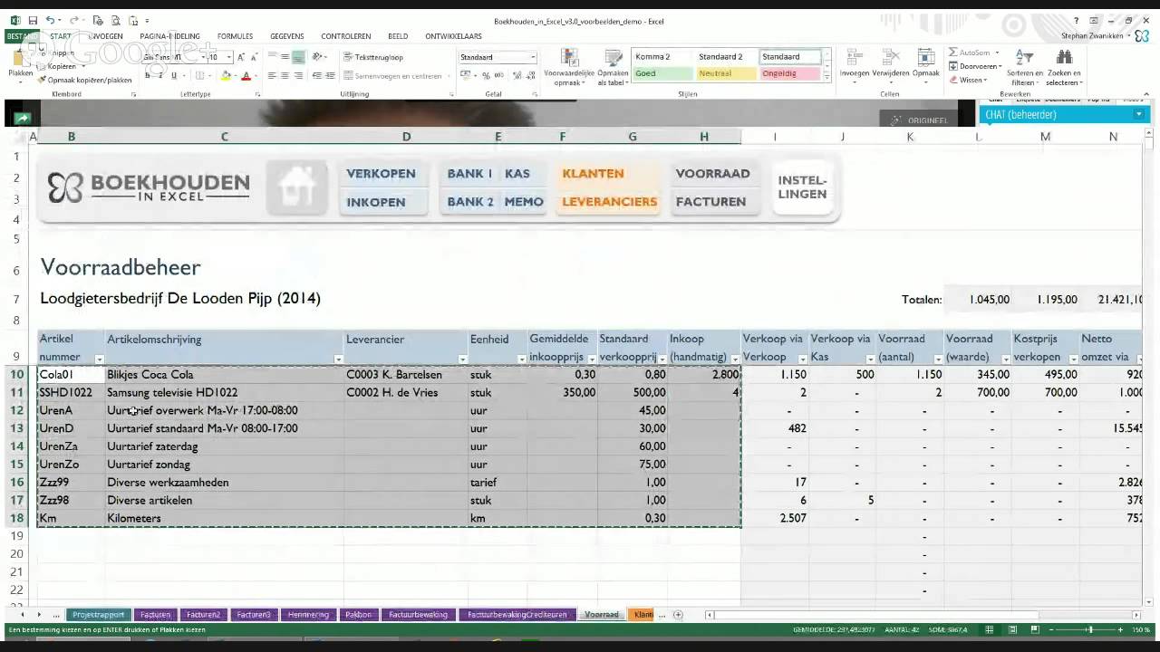 Demonstratie Boekhouden in Excel versie 3.0 | 2014-07-15 (2)