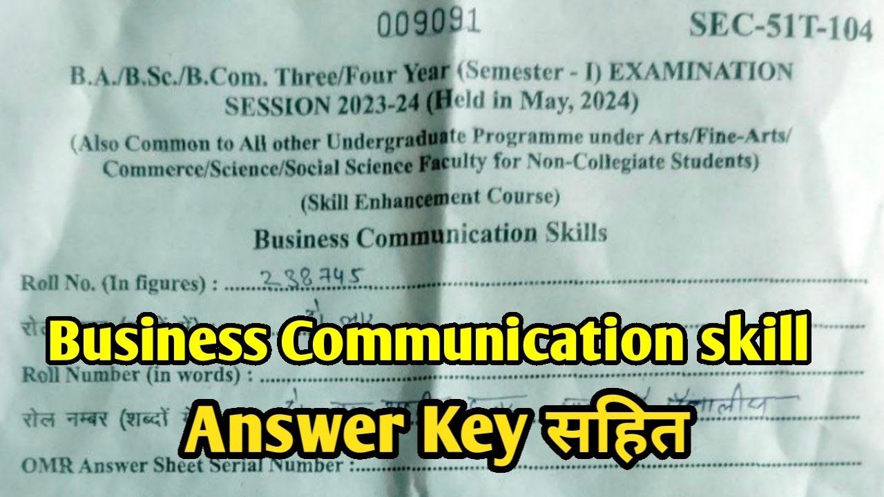 Business Communication Skill |B.A B.Sc 1st Year 1st Semester Exam 2024 |BA 1st Year Paper Answer Key