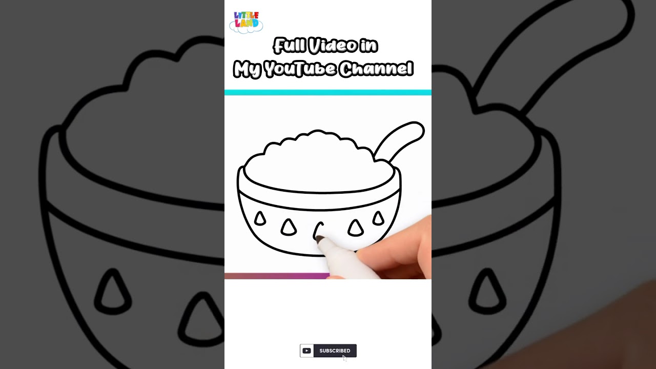 Rice 🍚|Draw Picture of Rice for KIDS|How to Draw Rice|Drawing Colouring Kids Food  #shorts