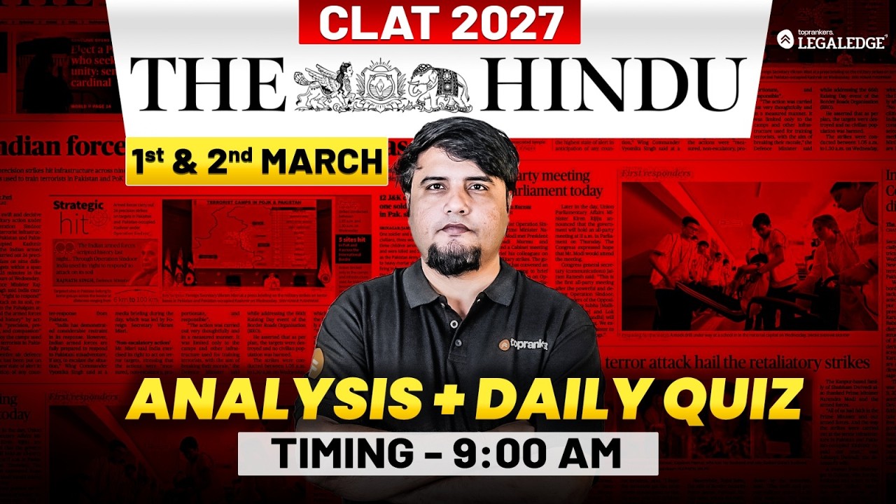 CLAT 2027 Preparation | The Hindu Analysis | Daily Current Affairs | Mayur Sir | LegalEdge