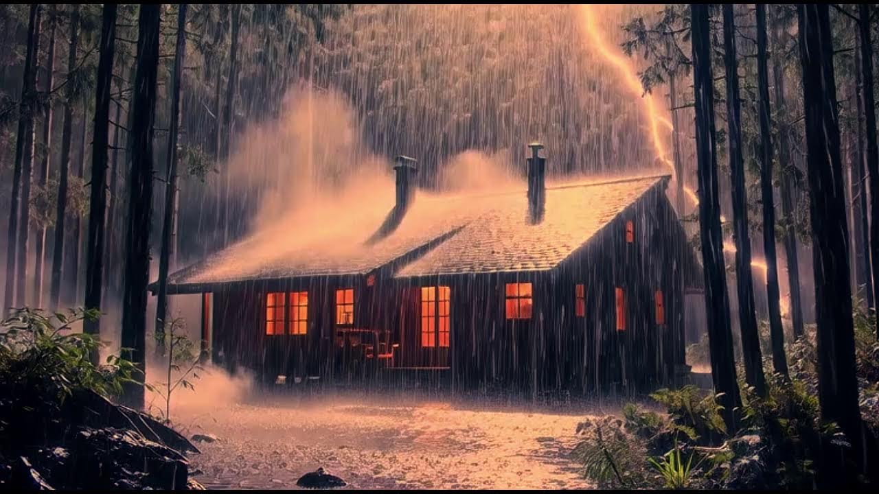 LIVE NOW 🌧️ Rainy Cozy Cabin in the Forest  🔥 |  Insomnia Relief 😴 | Rain Sounds for Sleeping  |  D