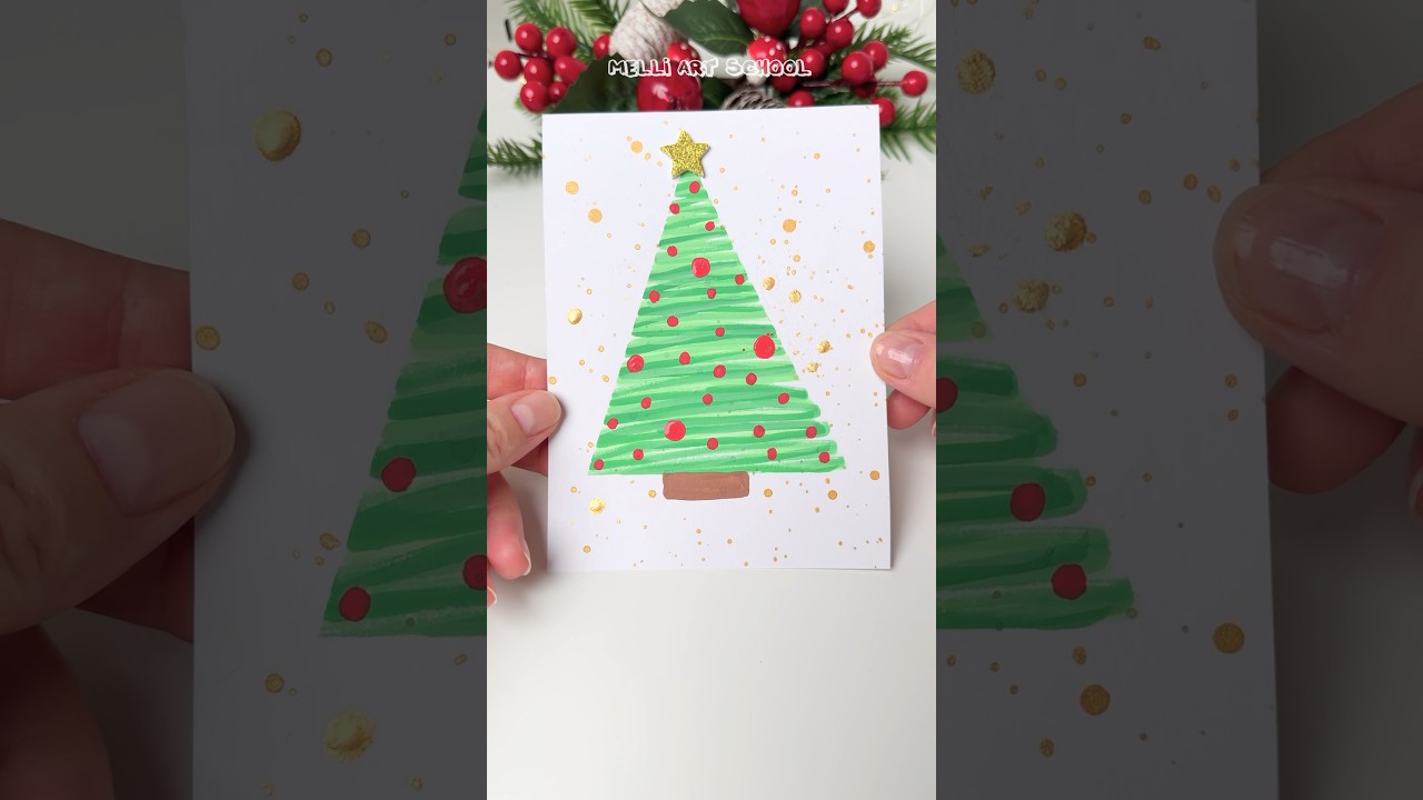 How to easy Draw Christmas Cards 🎄 #shorts