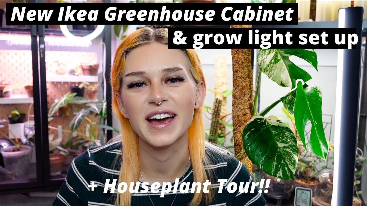 New Ikea Greenhouse Cabinet + Grow Light Set Up (PlantSpectrum), with Updated Houseplant Tour 💡