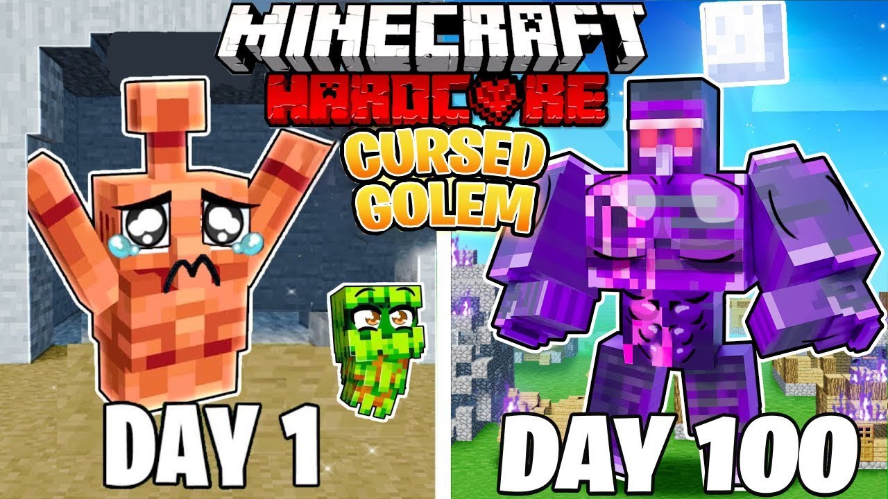 I Survived 100 DAYS as a CURSED GOLEM in Minecraft Hardcore World... (Hindi) || NoobZilla