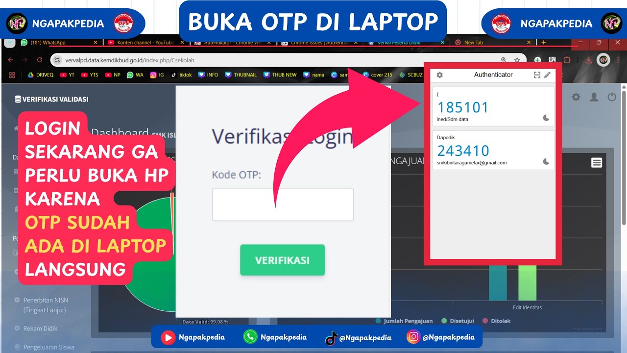 CARA MENAMPILKAN KODE OTP 2FA GOOGLE AUTHENTICATOR DI LAPTOP TANPA BUKA HP | MUDAH & AMAN