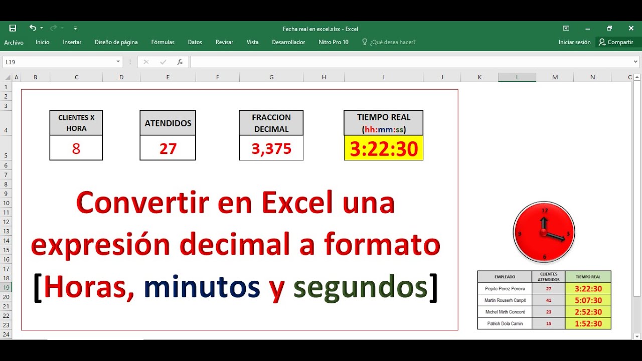Convertir una expresión decimal a formato horas, minutos y segundos en Excel. Aprende fácil.