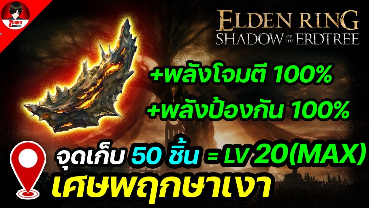 Elden ring shadow of the erdtree | จุดเก็บเศษพฤกษาเงา 50 ชิ้น = LV.20(MAX)