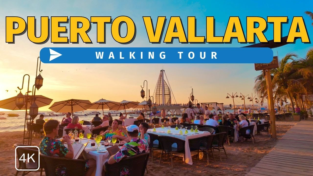 Puerto Vallarta Sunset Walking Tour 🇲🇽 | Exploring Mexico’s Seaside Paradise in 4K with Captions