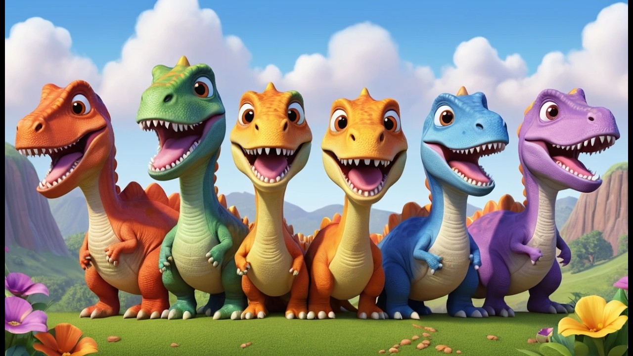 Six Little Dinosaurs Chomp Chomp Chomp | Prehistoric Eating & Counting Song