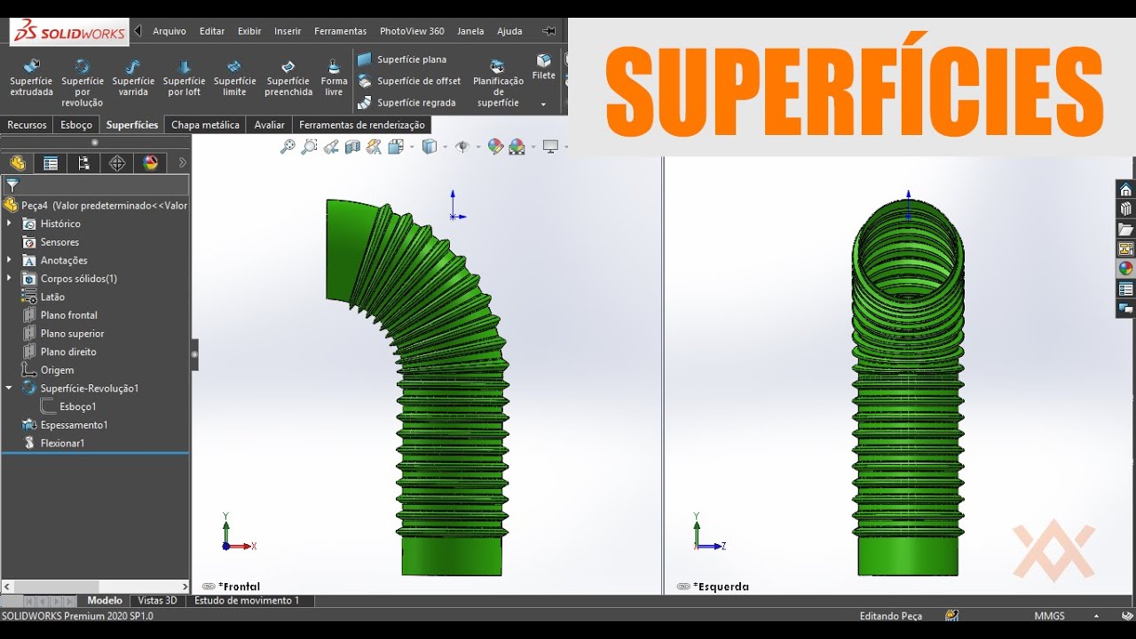 SOLIDWORKS SUPERFÍCIES | SIFÃO MODELAGEM 3D