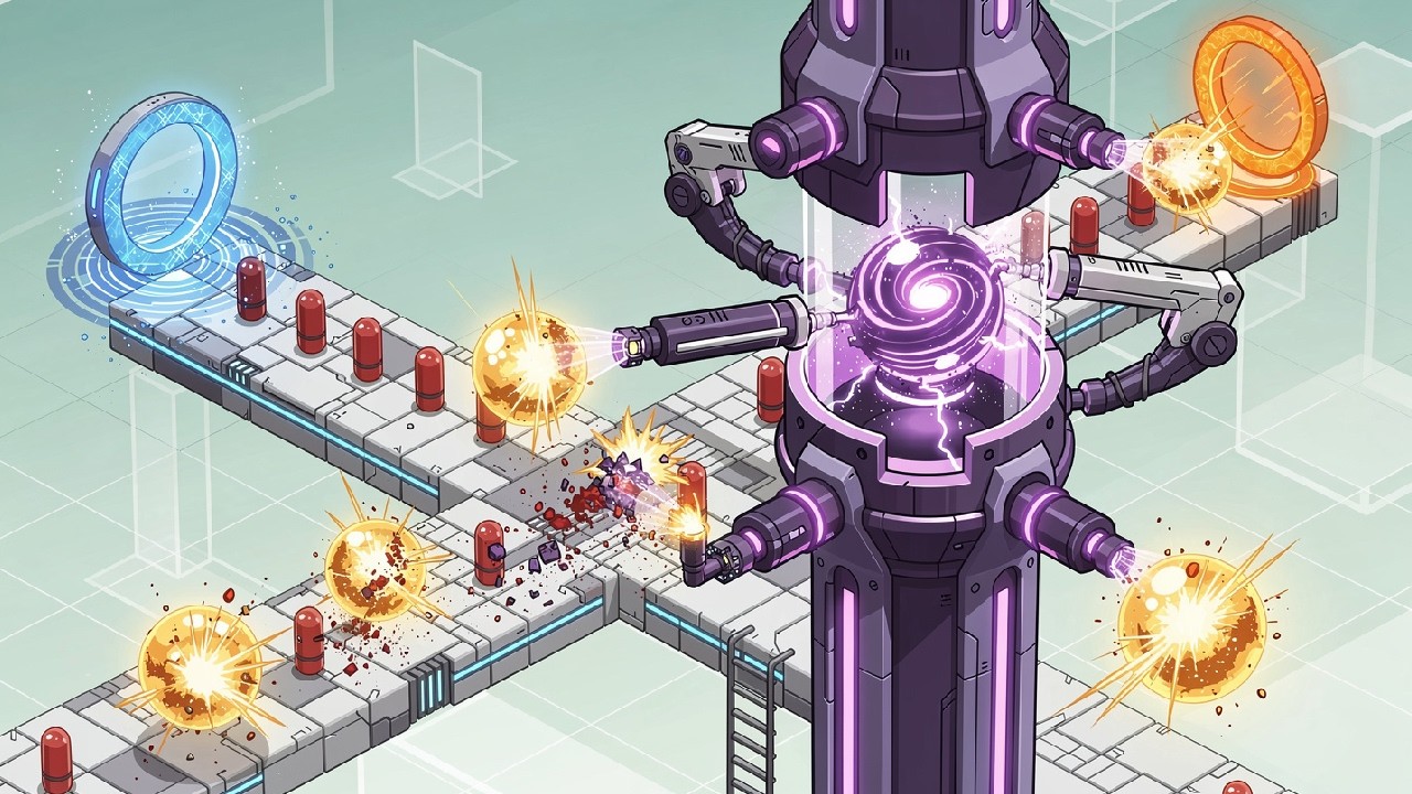 Using gravity orbs to beat this physics tower defence