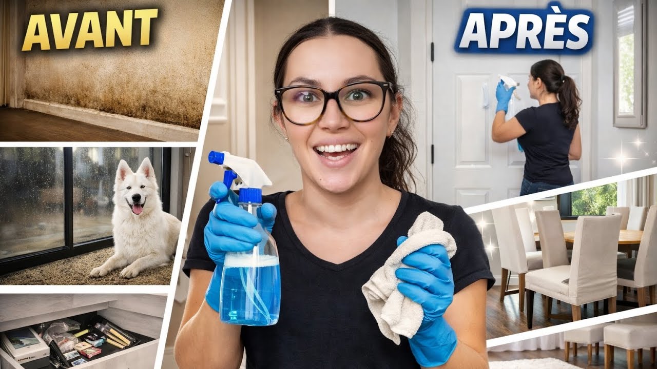 👉 J’ai TOUT nettoyé du sol au plafond 😱 | Entrée & salle à manger avec un chien 🐶 (avant/après)