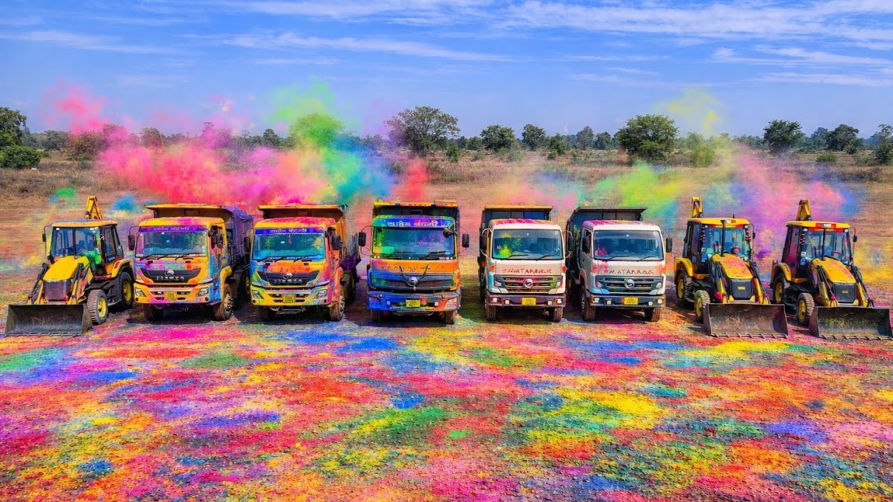 Holi Celebration Coming 🥳 Double 2 JCB 3DX Machine Loading in Mahindra Tractor | TATA Tripper 3180