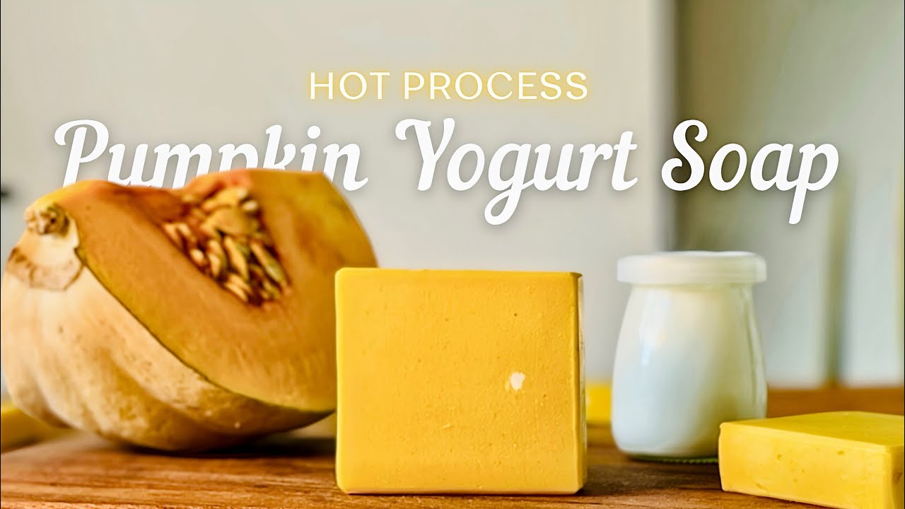 Hot Process Pumpkin Yogurt Soap Making 🎃 with Unexpected Soap Volcano  🌋
