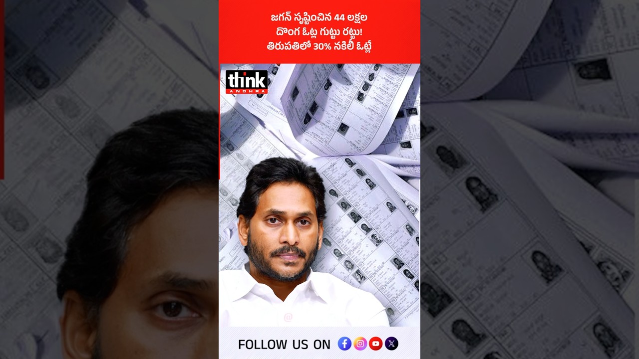 జగన్ సృష్టించిన 44 లక్షల దొంగ ఓట్ల గుట్టు రట్టు! తిరుపతిలో 30% నకిలీ ఓట్లే! #YCP #Jagan #fakevoters