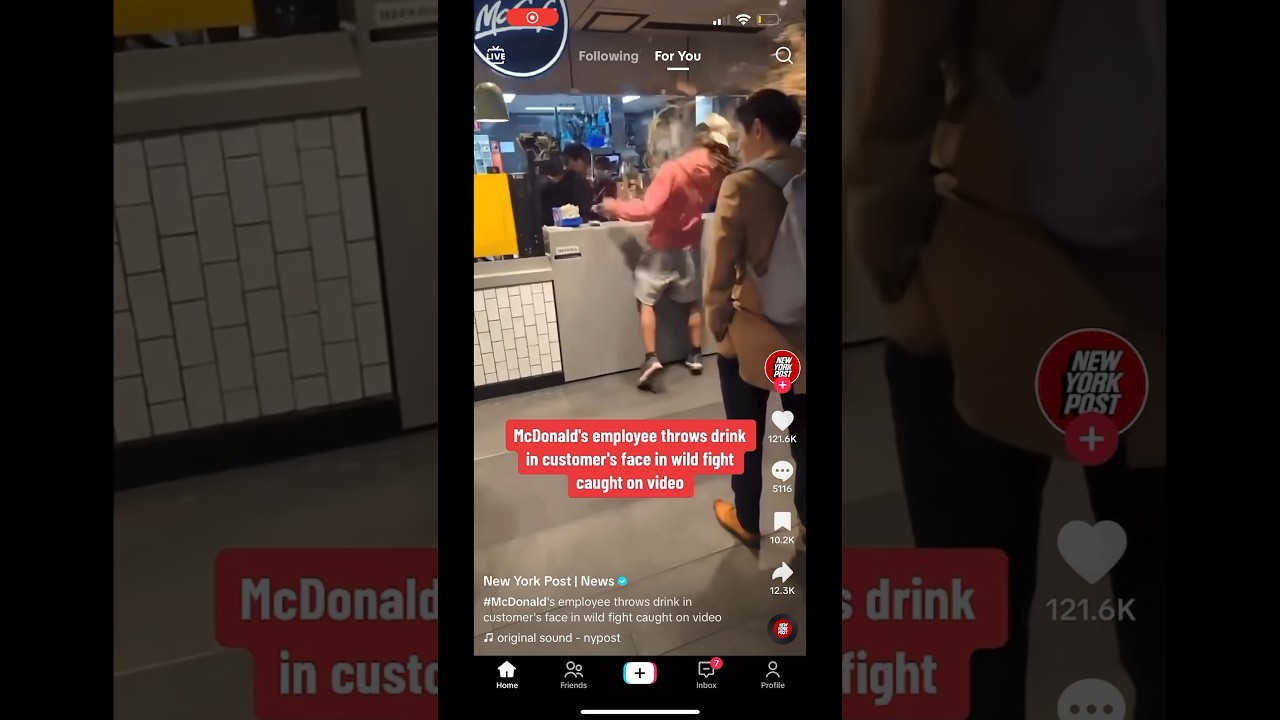 McDonald&rsquo;s employee throws drink in customers face during fight #fight #mcdonalds #viral #explore