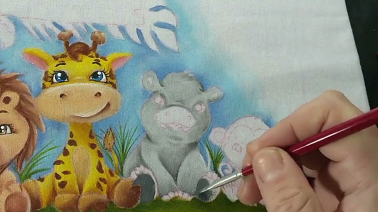 Pintura em Tecido- Fralda tema Safari