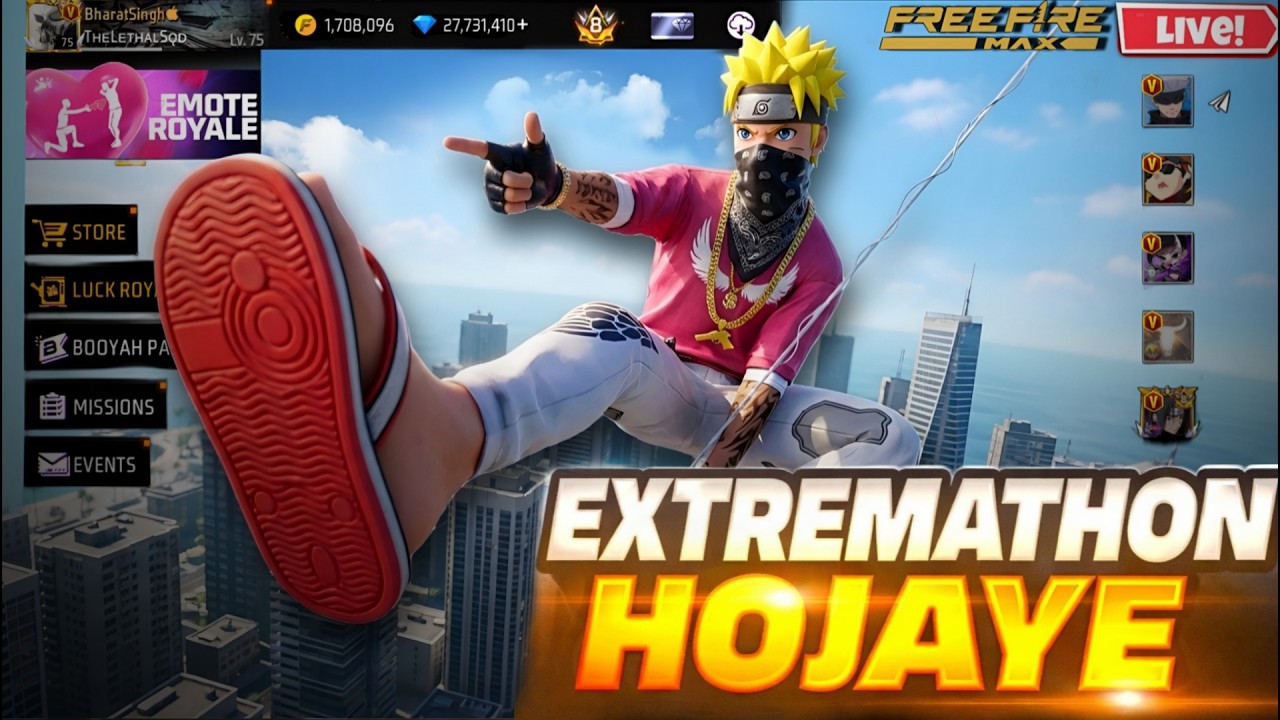 PLAYING ON MOBILE FREEFIRE EXTREMATHON TLS WARRIOR IS LIVE | mobile gameplay live freefire max 😎