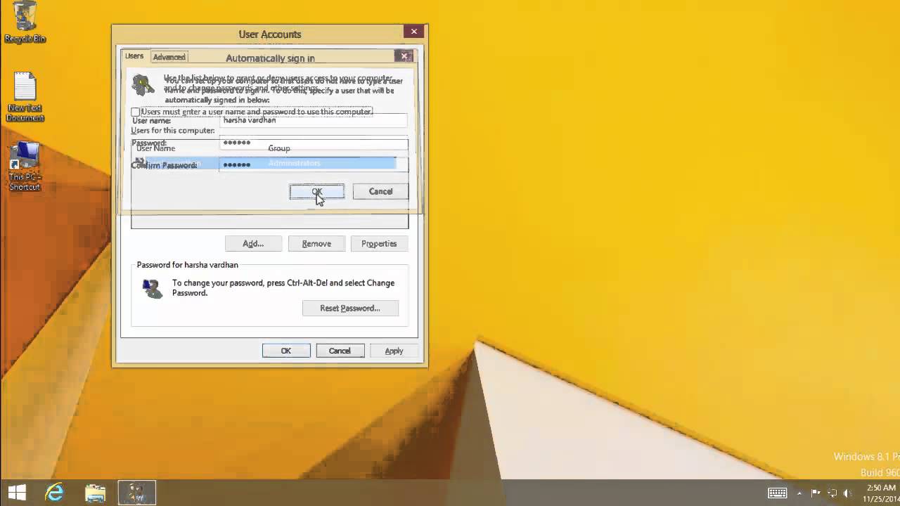 How To Automatically Login In Windows 8.1