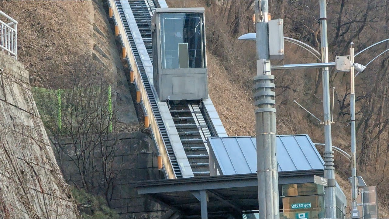 ［1機で足りない ！！］南山タワーの斜行エレベーター / 남산타워 경사형 엘리베이터