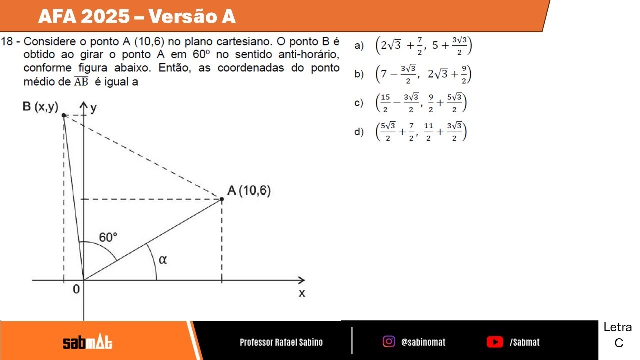 Questões de concursos - AFA - 2025 - Questão 18 - Versão A