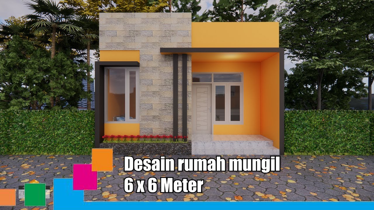 Desain Rumah Mungil 6 x6 Meter 1 Kamar Tidur Cocok Untuk Rumah Kontrakan