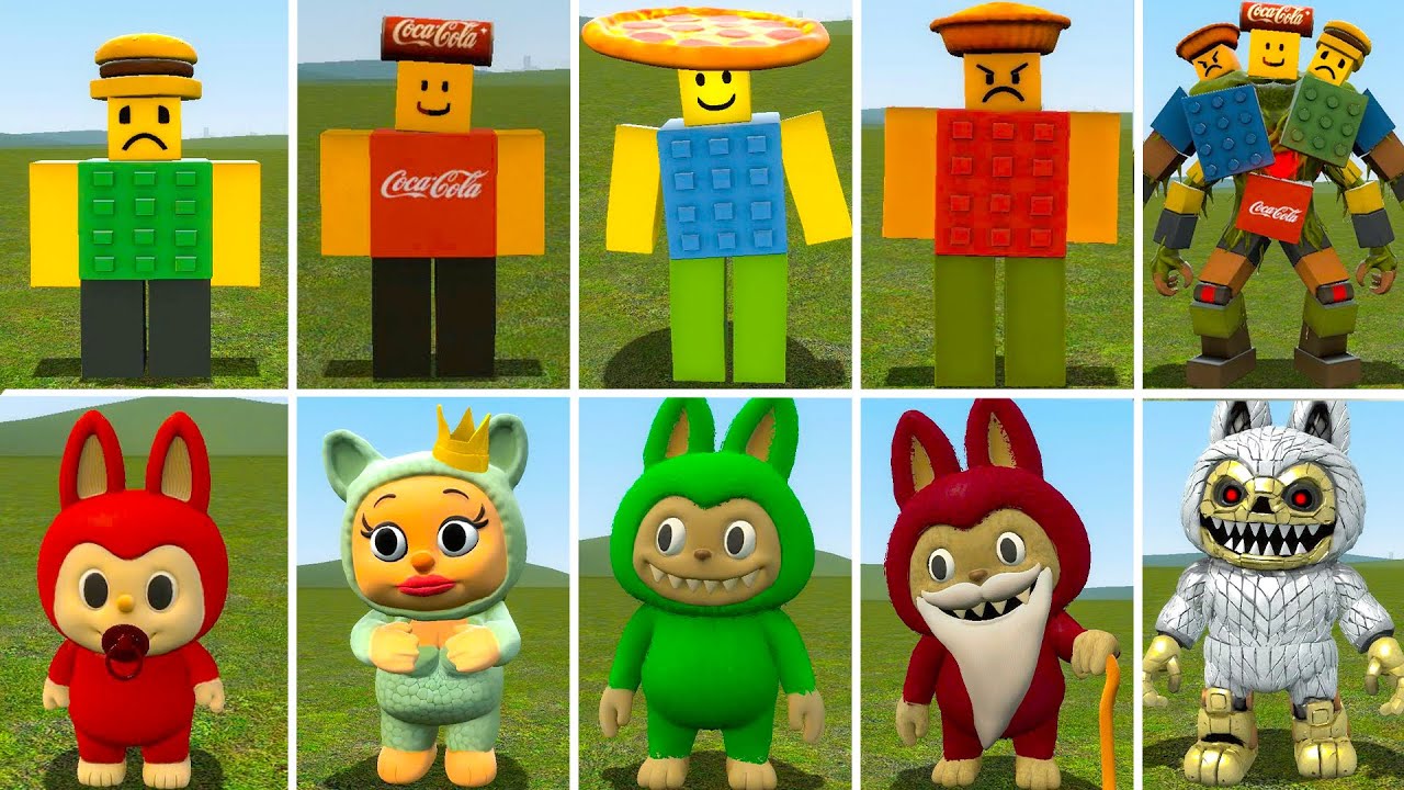 NEW COMBINATION OF NOOBINI FAMILY NOOBINI BOSS VS ALL LABUBU FAMILY In Garry's Mod!