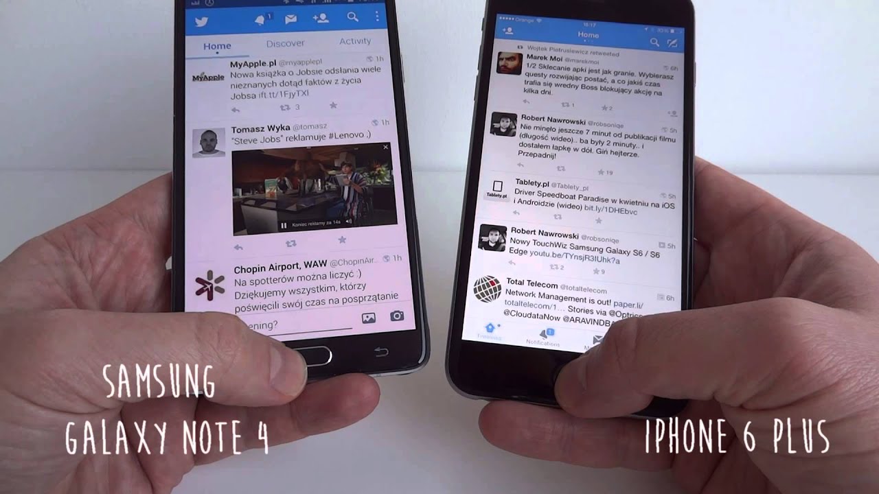 Samsung Galaxy Note 4 versus iPhone 6 Plus - speed test