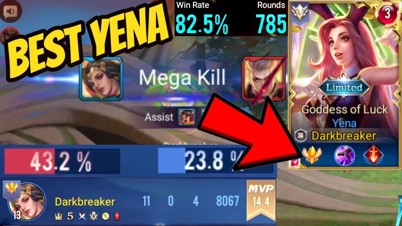 TOP 1 YENA MEGA KILL - BEST YENA GAMEPLAY 43% DAMAGE  | AoV | 傳說對決 | RoV | Liên Quân Mobile