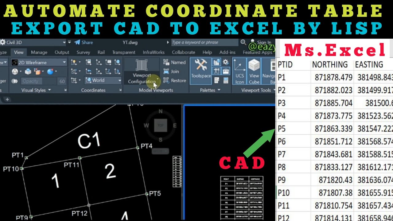 Automate Table Coordinate in AutoCAD and Export to Excel by Lisp || AutoCAD Tips and tricks