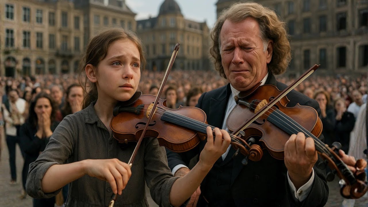 O FATĂ NEVĂZĂTOARE CÂNTĂ SINGURĂ ÎN PIAȚĂ... PÂNĂ CÂND ANDRÉ RIEU APARE ȘI TOTUL SE SCHIMBĂ