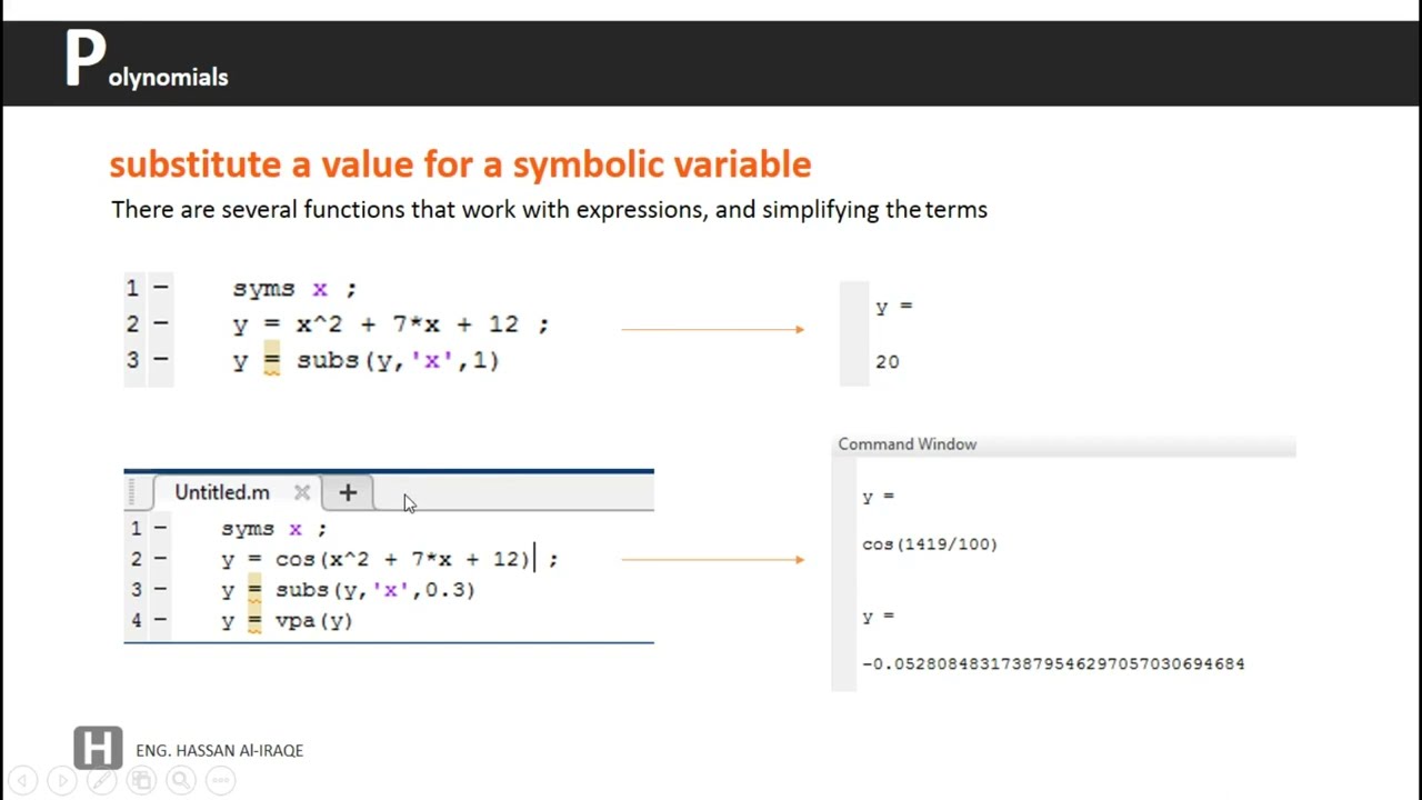13- Symbolic Polynomials   | التعامل مع الرموز في الماتلاب