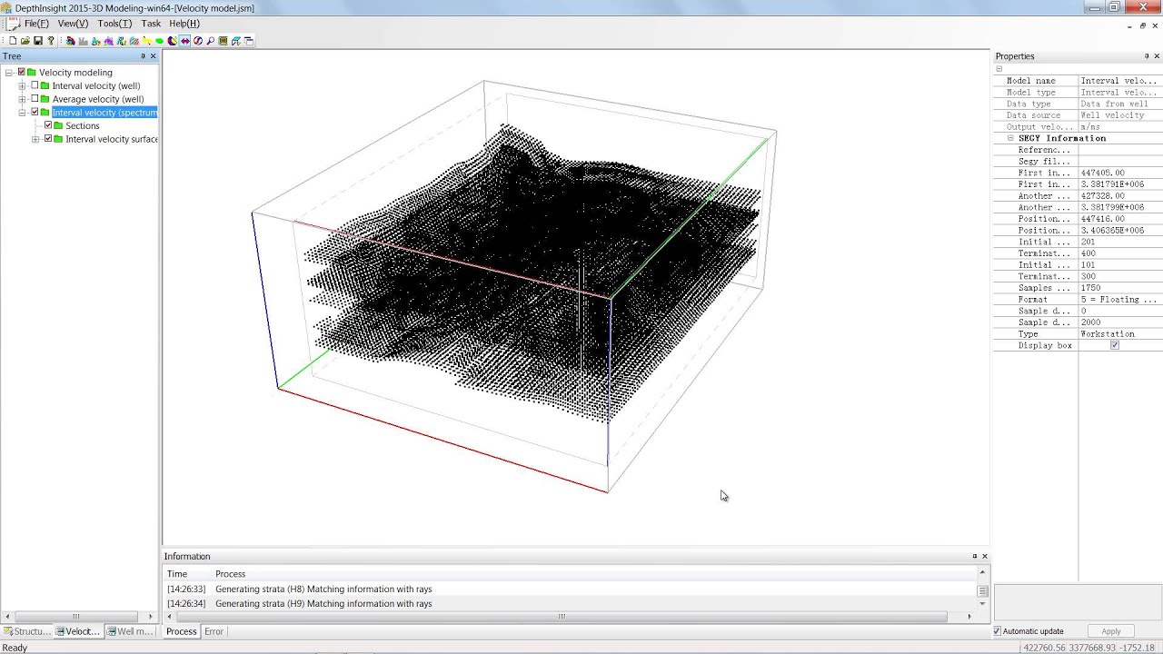 Velocity modeling by well data and velocity spectrum together V2 2 0