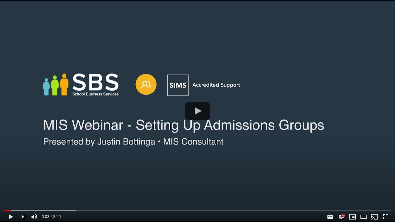How to set up Admissions Groups in SIMS
