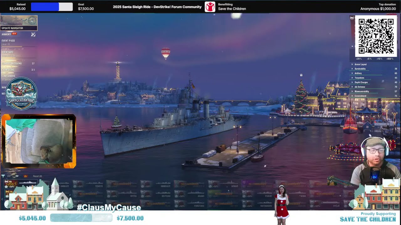 (DSCC.NA) 12 hour Santa's Sleigh Ride 2025 - WoWs Twitch Charity Event! Giveaways! (Salt Free)