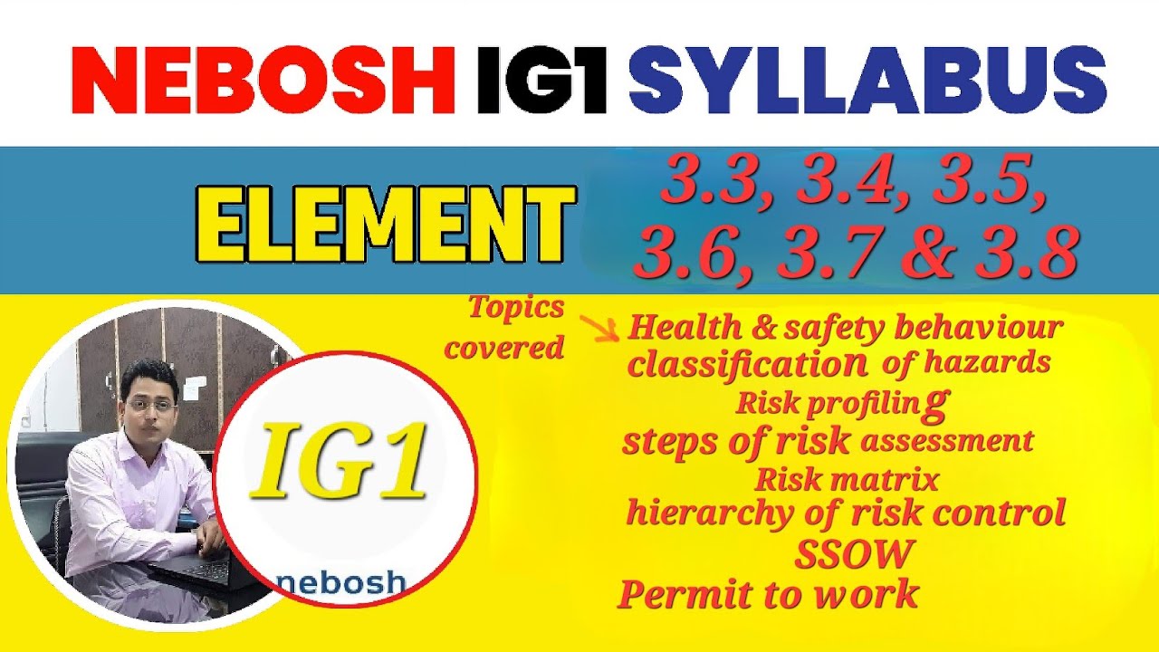 NEBOSH IG1 SYLLABUS | Element 3.3, 3.4, 3.5, 3.6, 3.7 & 3.8 | Classroom training