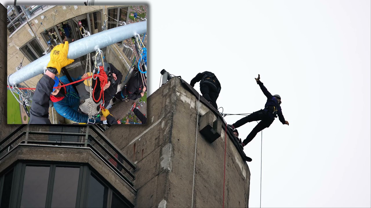 Northampton Lift Tower and Abseiling 400 ft in a storm gets very scary