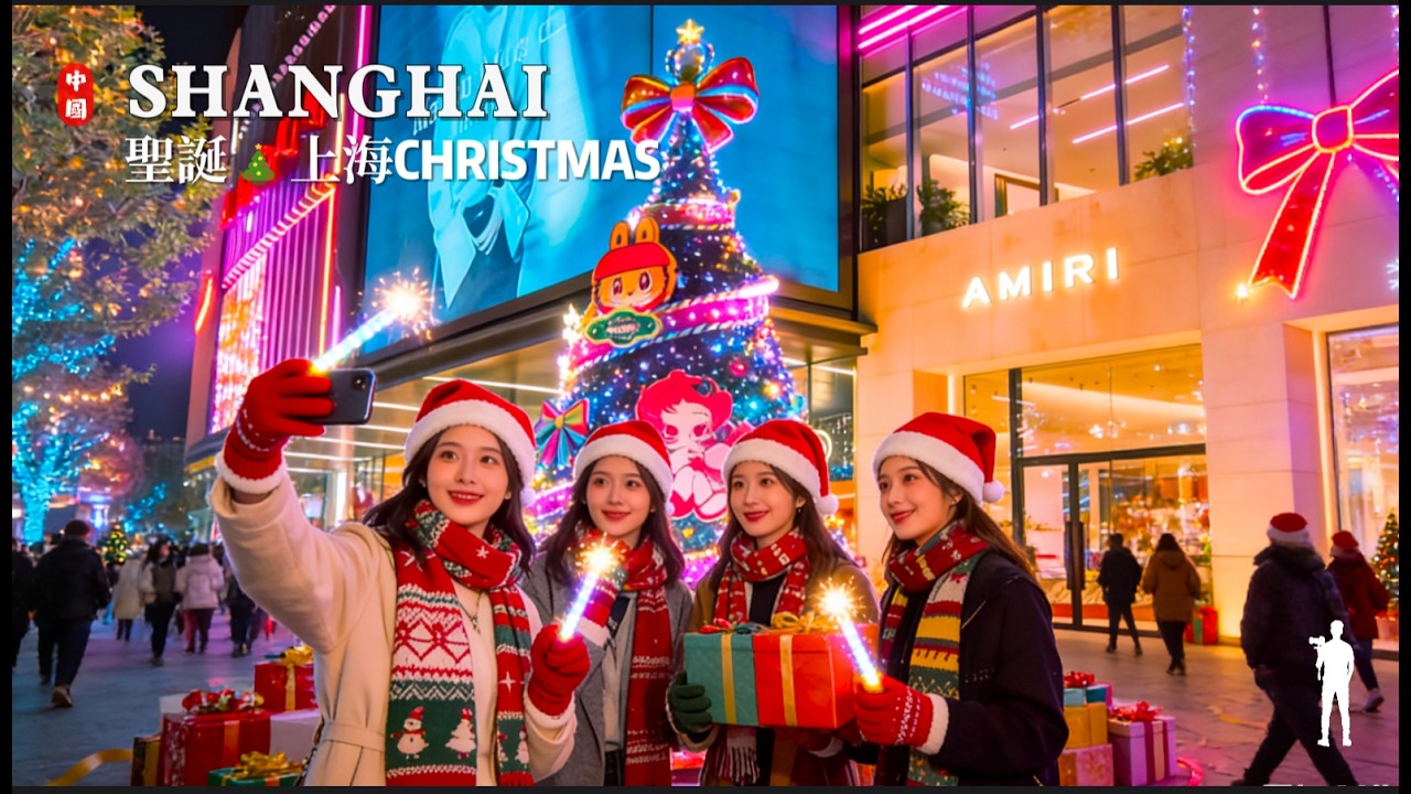 Christmas Shanghai 2025: Nanjing West Road Walking Tour [4K HDR] Night view Christmas tree
