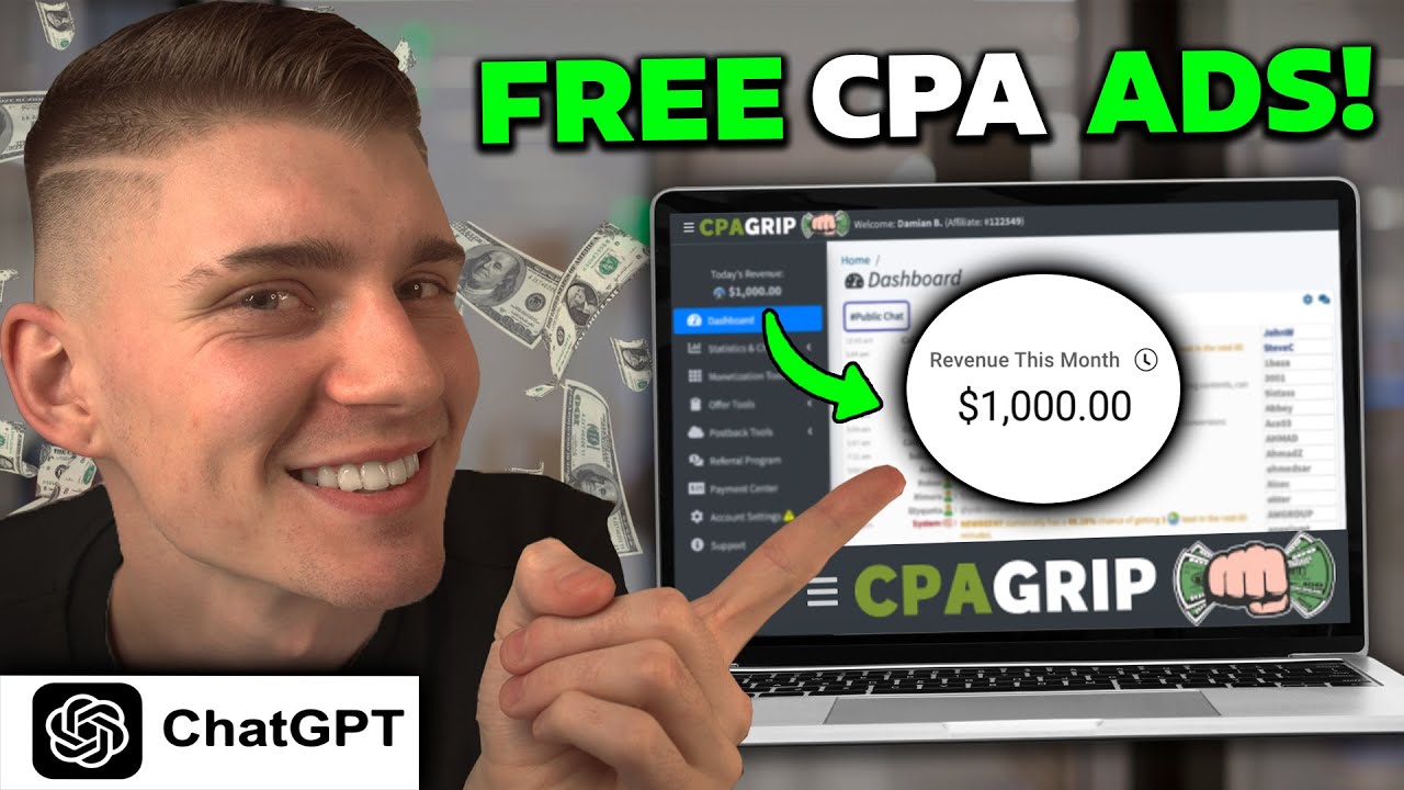 CPA Marketing & Chat GPT - Earn $1,000 With FREE Traffic (CPA Grip)