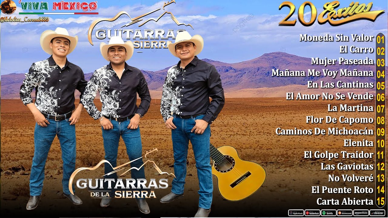 Guitarras de la Sierra Mix 20 Grandes Exitos 🎸 Mix Corridos Y Rancheras con Guitarras