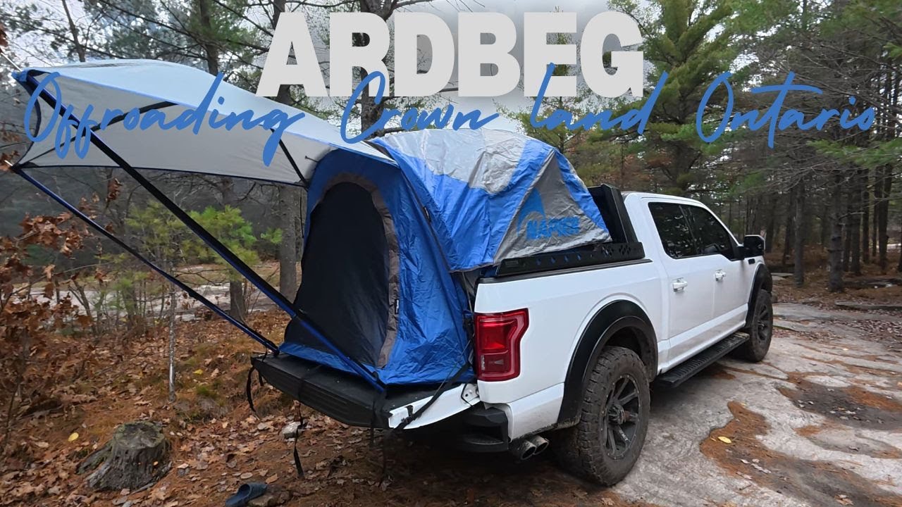 Ardbeg Ontario Off-Road Adventure +A Must Have Napier Truck Tent Setup! Offroading Ontario Crownland