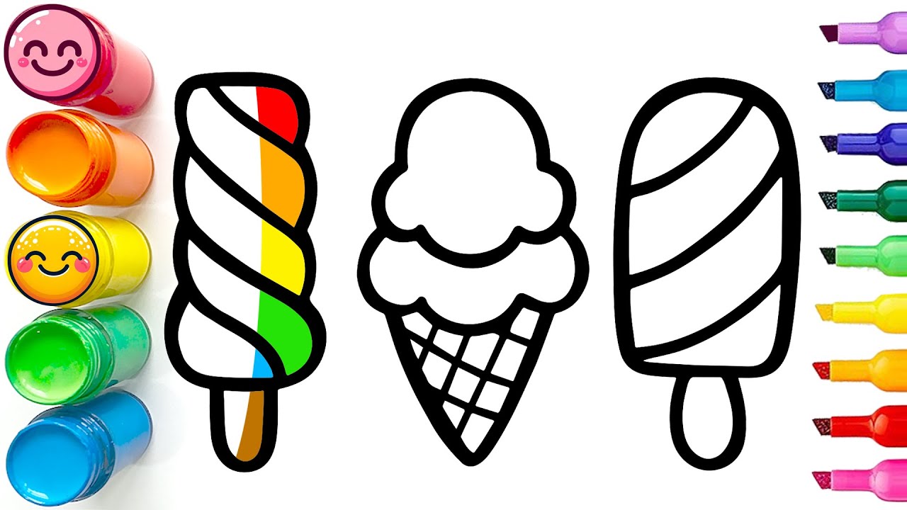 How to Draw 3 Colorful Ice Cream Pops | Easy Step by Step Tutorial